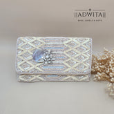 Silver Flower Shell Bag in Peach